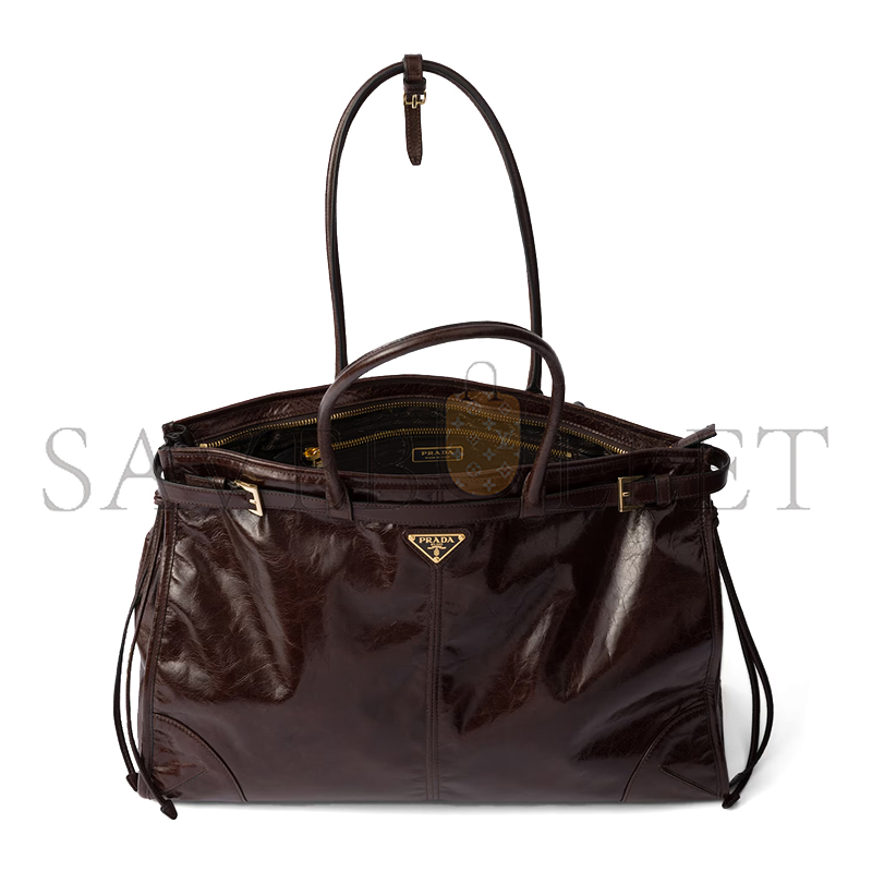 Pra*a bonnie extra large leather handbag 1ba439 (42*30*12cm)